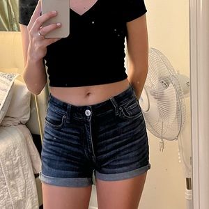 American eagle dark wash midi shorts